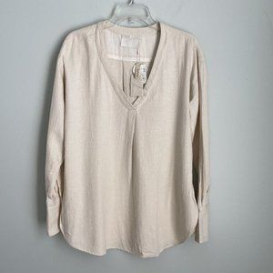 New Enrica Japan Natural Silk Blend V-Neck Long Sleeve Tunic